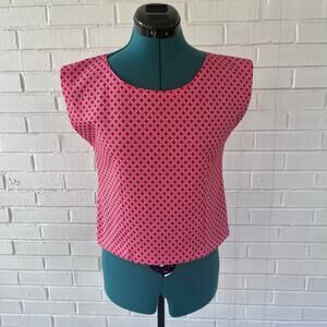 Vintage 70s handmade red polyester top